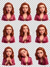 Grok Imagine prompt: Pixar-style 3D character sticker set from selfie reference