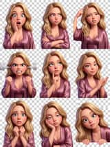Grok Imagine prompt: Pixar-style 3D character sticker set from selfie reference