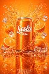 Hyper-Realistic Soda Can Splash Commercial Photo