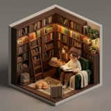Isometric 3D Miniature Room with Chibi Character Prompt
