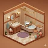 Isometric Cozy Bathroom Diorama Prompt