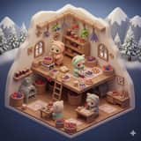 Isometric Kawaii Baby Bears Scene Prompt