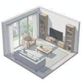 Bố cục phòng khách đẳng cự dựa trên ảnh ghế sofa