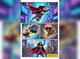 Marvel-style comic storyboard of a heroine