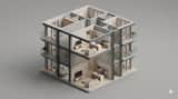Minimalist 3D Isometric Architectural Diorama