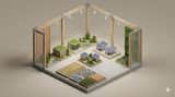 Minimalist 3D Isometric Exhibition Pod Diorama