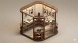 Minimalist 3D Isometric Exhibition Pod Diorama