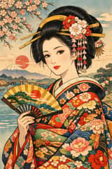 Modern Ukiyo-e Style Beauty Illustration