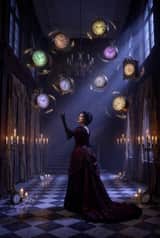 Mysterious Victorian Woman and Floating Clocks