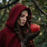 Woman in Red Cloak with Apple