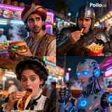 Neon Night Market Time Travelers reference