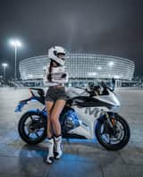 Nighttime Sportbike Rider Portrait