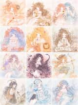 Grille de filles du zodiaque en tons pastel