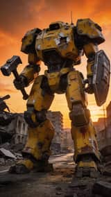 Photorealistic Battle-Damaged Mech Prompt