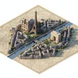 Lời nhắc bản đồ Isometric Diorama chân thực như ảnh