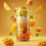 Photorealistic Mango Energy Drink Product Shot Prompt