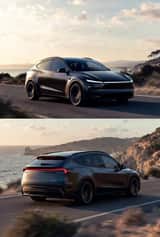 Photorealistic rendering of a Tesla Model Y as a classic European station wagon