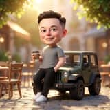 Pixar-Quality 3D Chibi Character with Mini Jeep