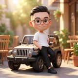 Pixar-Quality 3D Chibi Character with Mini Jeep
