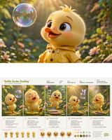 Pixar Style Chibi Duckling Garden Animation