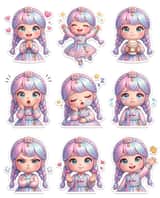 Planche de stickers chibi style Pixar