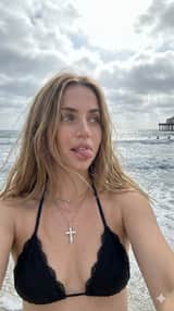 Playful Beach Selfie with Layered Jewelry