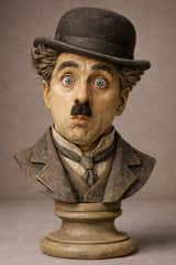 Retrato de escultura de madera tallada policromada