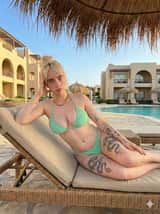Poolside paradise portrait with golden hour influence