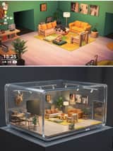 Realistic Interior to Transparent Miniature Diorama Prompt