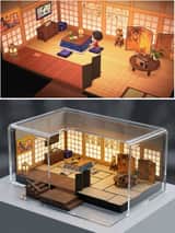 Realistic Interior to Transparent Miniature Diorama Prompt