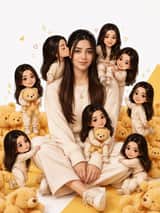 Personne réaliste avec miniatures chibi