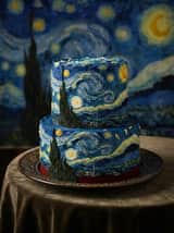 Prompt de fotografía de alimentos para la recreación de una pintura de pastel Red Velvet