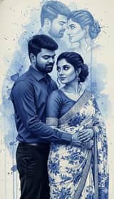 Romantic Blue Ink Spill Portrait