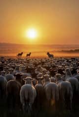 Sheep Gathering at Sunrise Video