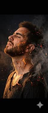 Foto de Perfil Lateral de Homem com Dor e Fissuras Derretidas