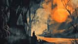 Solitary Figure Rising at Dusk in J. M. W. Turner Style