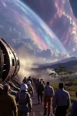 Atterrissage d'un vaisseau spatial sur une planète extraterrestre