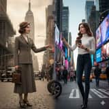 Split-Screen Cinematic Time Travel Prompt