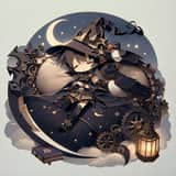 Illustration d'autocollant de sorcière chibi steampunk
