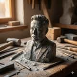 Stone-carved statue on a sculptor's workbench prompt