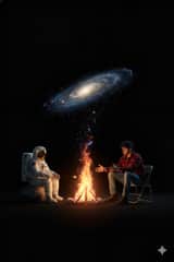 Surreal Campfire in Cosmic Void