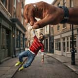 Surreal Forced-Perspective Street Photography with Giant Hand