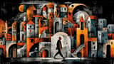 Surreal Geometric City Walk in Pablo Picasso Style