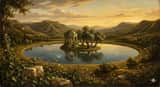 Naturaleza surrealista al estilo de la pintura al óleo renacentista