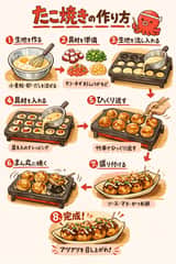 Takoyaki Illustration and Store Interior Synthesis Prompts