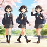 Prompt de cohérence pour une fille anime en trois poses