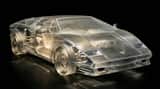 Transparent Layered Glass Supercar Sculpture Prompt