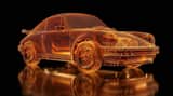 Transparent Layered Glass Supercar Sculpture Prompt