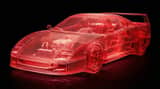 Transparent Layered Glass Supercar Sculpture Prompt