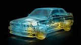 Transparent Layered Glass Supercar Sculpture Prompt